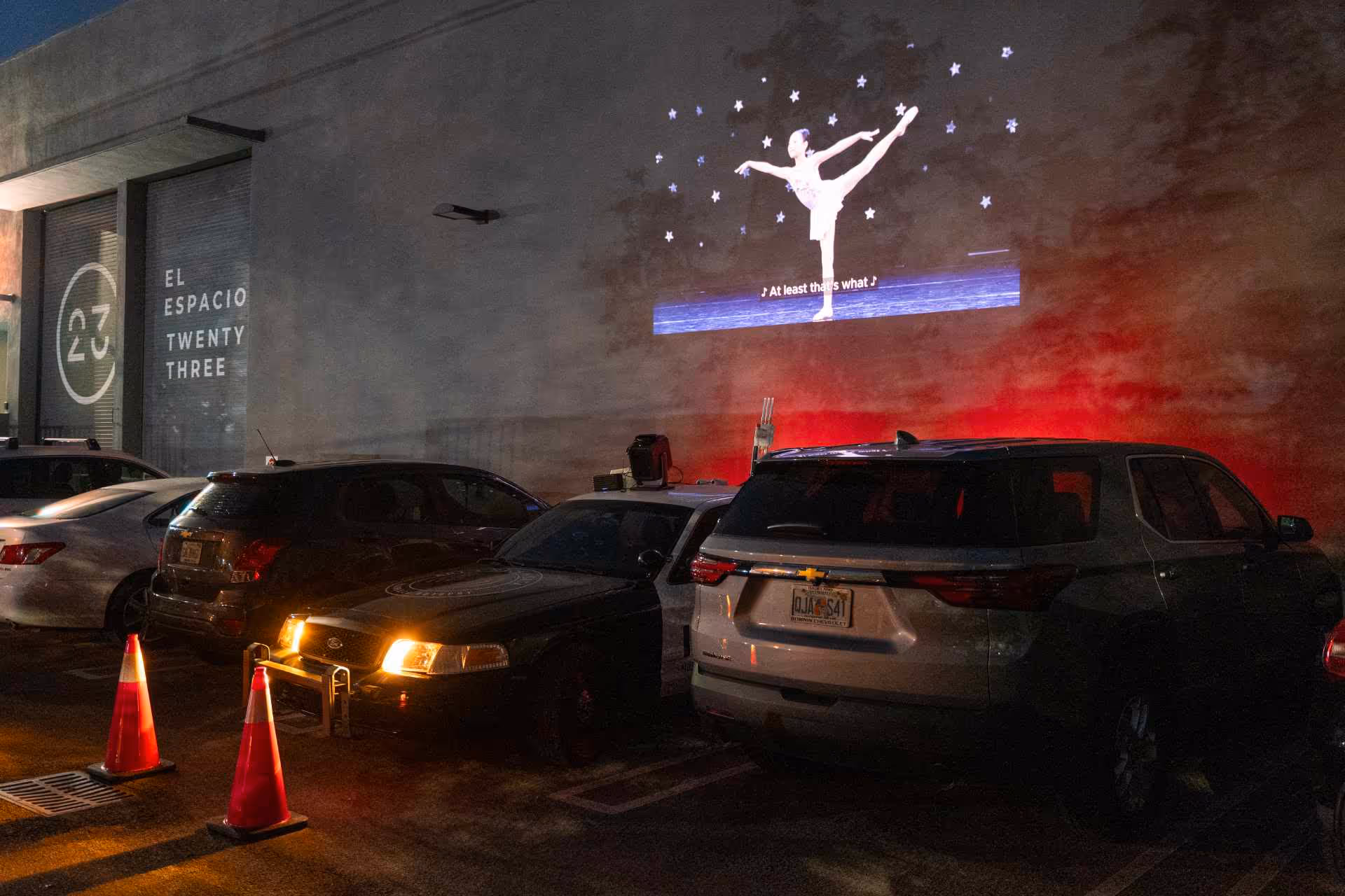 Photography by Gustavo P&eacute;rez. Guerrilla Hotspot activations, Space 23, Media Under Dystopia 6.0: Looking at models, 2025.